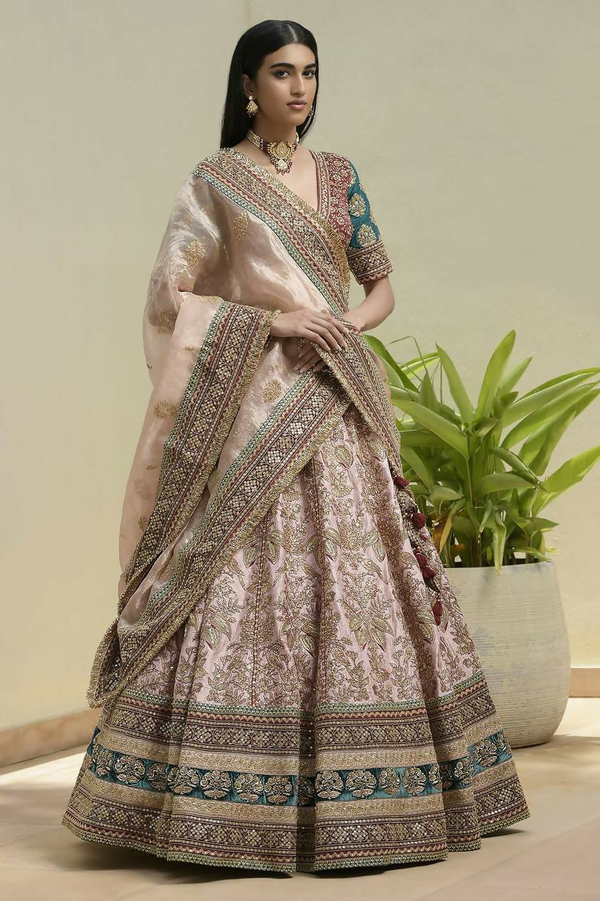 Jyoti Fashion Women's Cream Mulberry Silk Sequins with Dori & Thread Embroidered Designer Lehenga Choli Set | Grocsy
