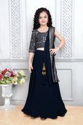 Kids Wedding Designer Navy Blue Heavy Georgette Lehenga Choli - Aaradhna | Grocsy