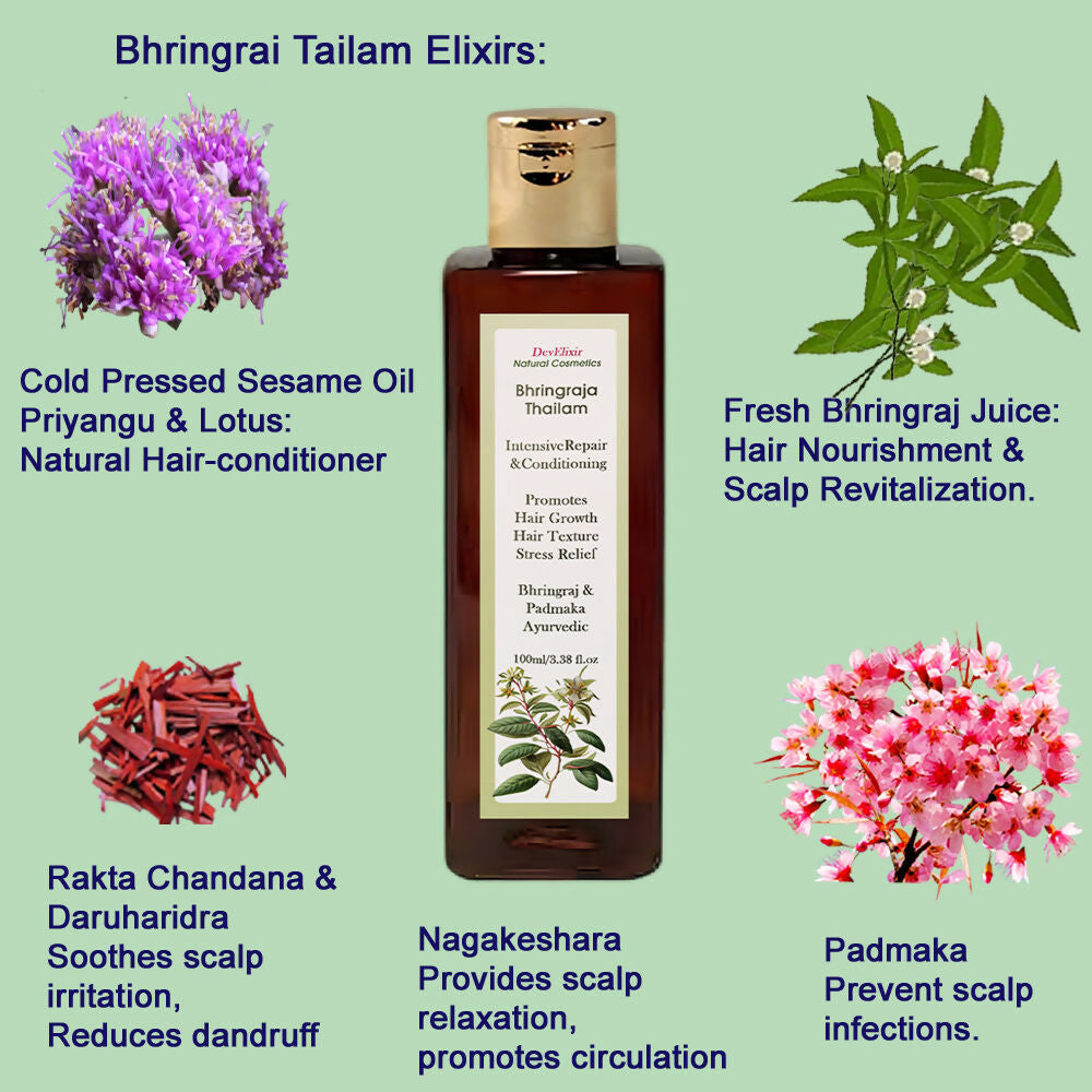 DevElixir Bhringraja Thailam Ayurvedic Hair Oil | Grocsy