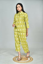 Morchari Digital Print Semi Muslin Co-Ord Set Top & Trouser-Multicolor | Grocsy
