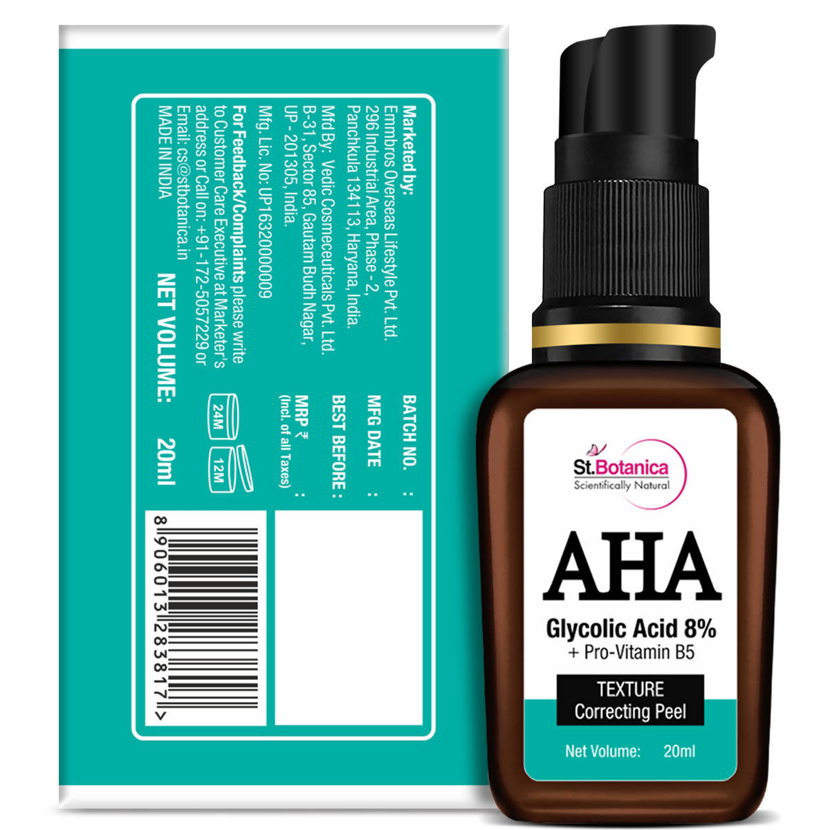 St.Botanica AHA Glycolic Acid 8% + Pro-Vitamin B5 Texture Correcting Peel | Grocsy