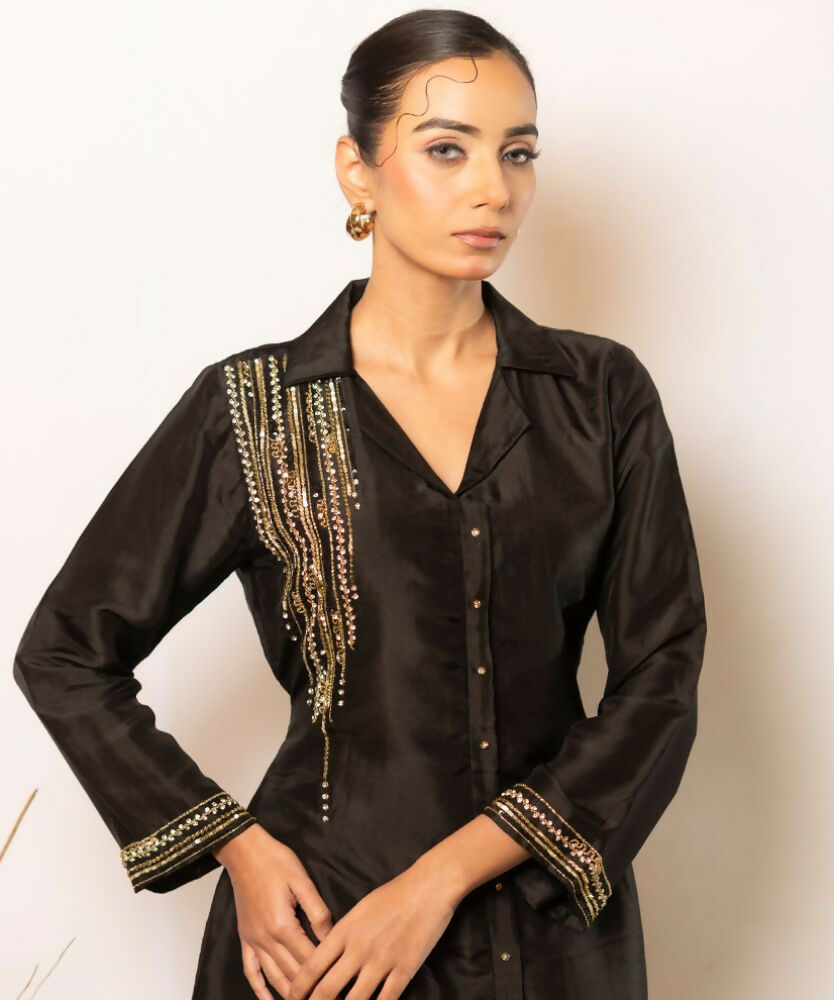 Timaraa Midnight Black Hand Embellished Co-Ord Set | Grocsy