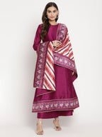 Ahalyaa Women's Purple Poly Silk Solid Kurta Palazzo Set With Dupatta | Grocsy