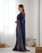 Blue Georgette Designer Sequence Embroidery Work Saree - Sitare | Grocsy