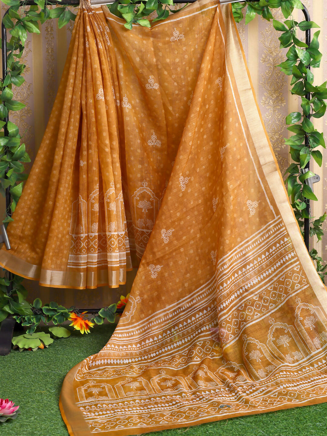 Shree Shyam Fashion Cotton Mustard Saree | Grocsy