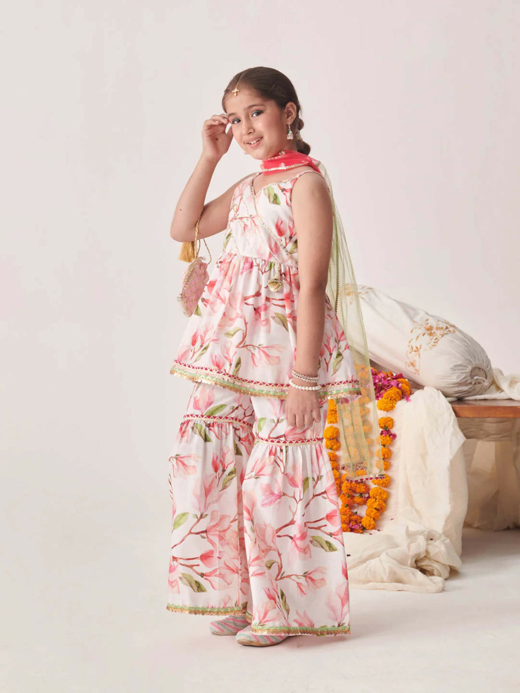 Joban Fashion Girl's Multi Color Sharara Set | Grocsy