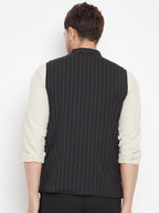 Even Apparels Black Merino Men Woven Nehru Jacket | Grocsy
