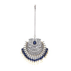 Oversized Diamond & Blue Stone Maang Tikka- Ruby Raang | Grocsy