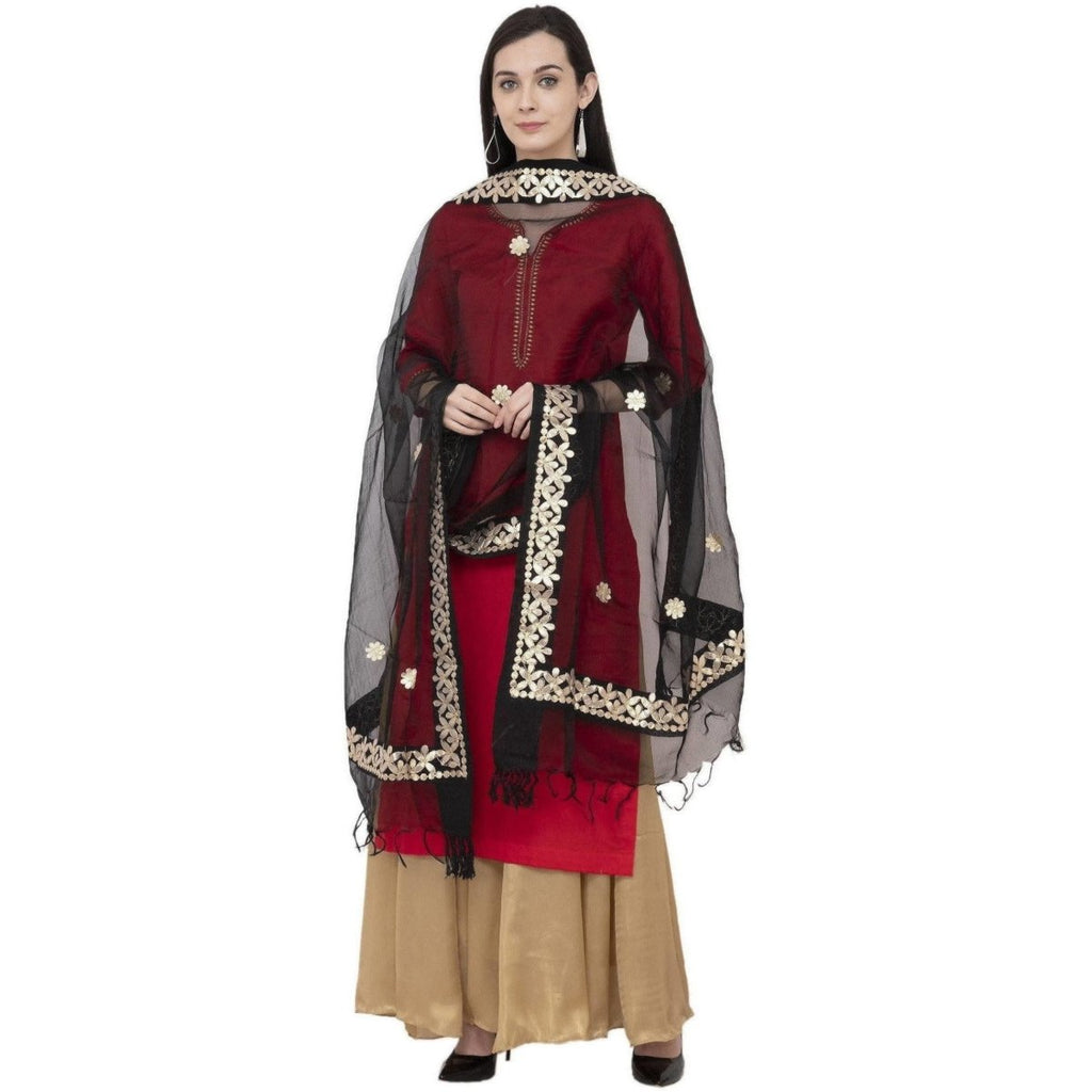 A R Silk Orgenza Gota Patti Fancy Dupatta Color Black Dupatta or Chunni | Grocsy