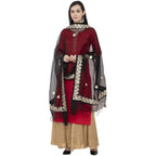 A R Silk Orgenza Gota Patti Fancy Dupatta Color Black Dupatta or Chunni | Grocsy