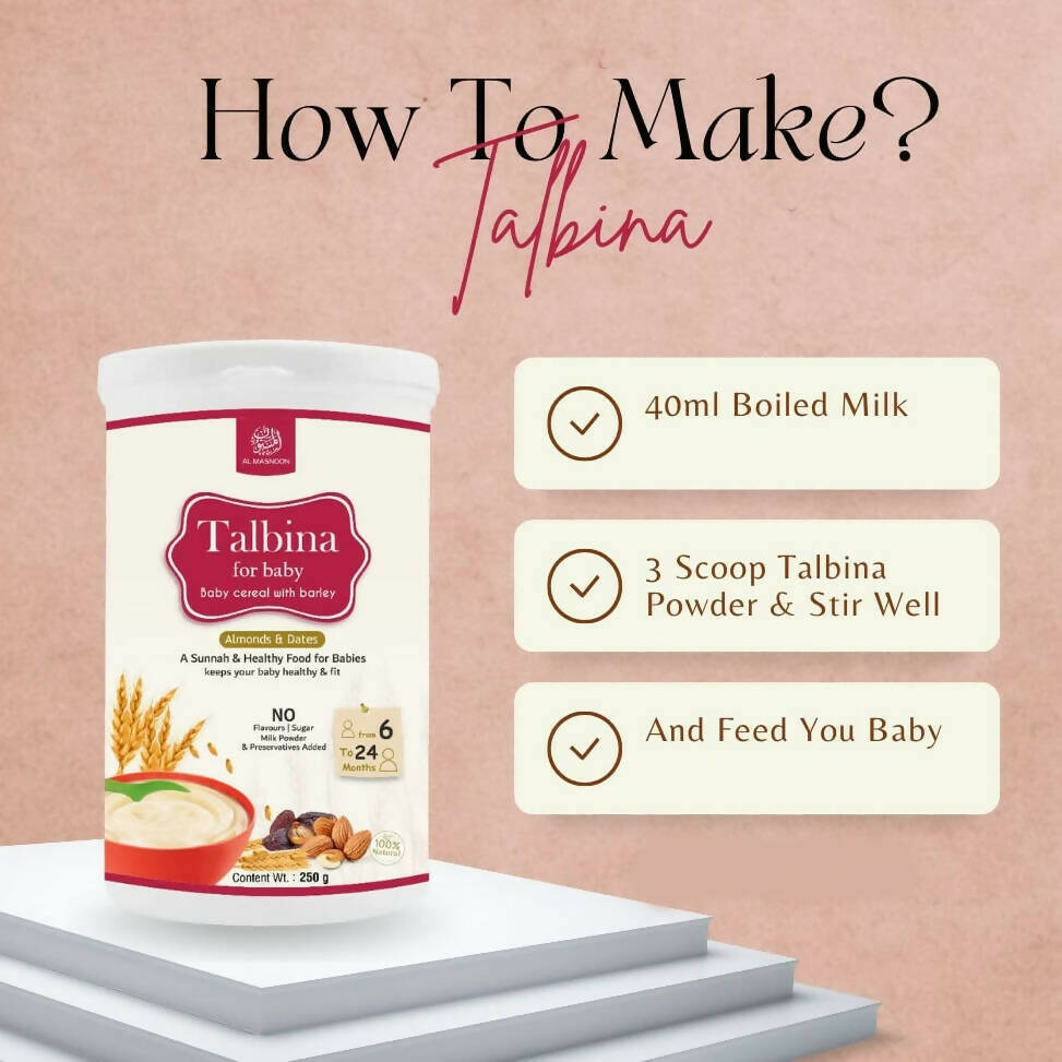 Al Masnoon Talbina For Baby with Almonds & Dates 6 to 24 Months | Grocsy