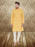 Even Apparels Men's Pintuck Fancy Yellow Kurta | Grocsy
