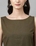FIORRA Women's Olive Rayon Silk Straight Kurta Set | Grocsy