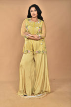 Morchari Women And Hand Embroidery Palazzo Set-Mustard | Grocsy