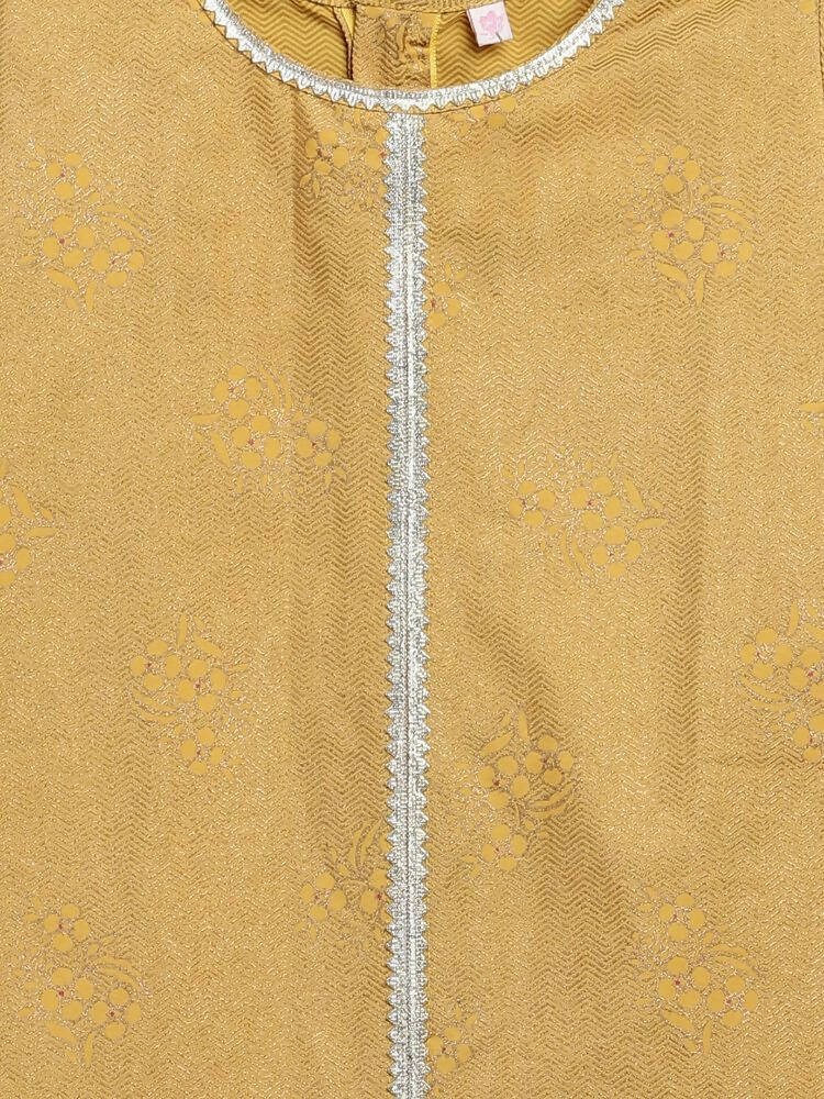 Ahalyaa Mustard Crepe Straight Kids Kurta Palazzo Set For Girls | Grocsy