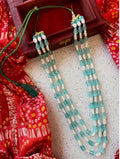 Joban Fashion Women C Green Glass Beads Single Colour Trendy Three Layered Mala | Grocsy