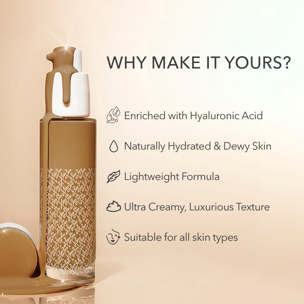 Kay Beauty By Katrina Kaif Hydrating Foundation - 180Y Deep | Grocsy