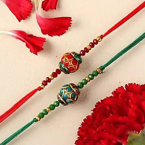 Premium Beads Ethnic Rakhi Set & Cadbury Silk Chocolates | Grocsy
