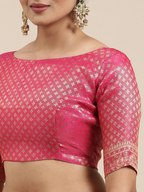 Saree Mall Peach-Coloured Ethnic Motifs Zari Silk Blend Banarasi Sarees | Grocsy
