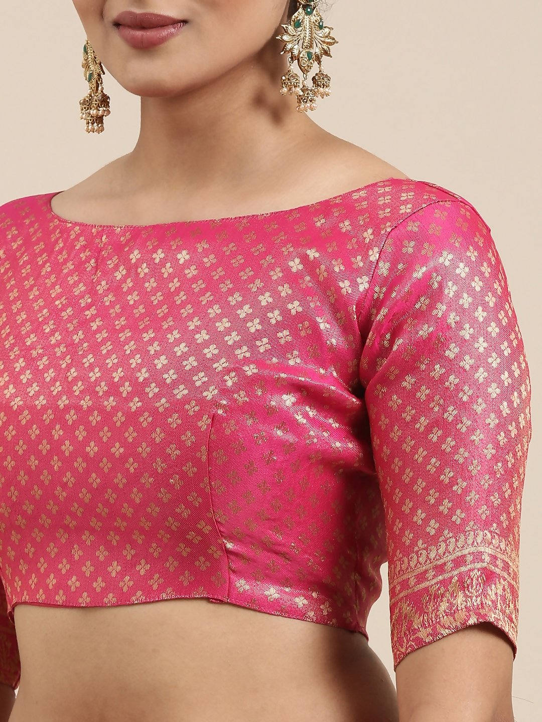 Saree Mall Peach-Coloured Ethnic Motifs Zari Silk Blend Banarasi Sarees | Grocsy