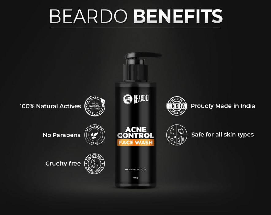 Beardo Acne Control Face Wash & Acne Control Face Gel Combo | Grocsy