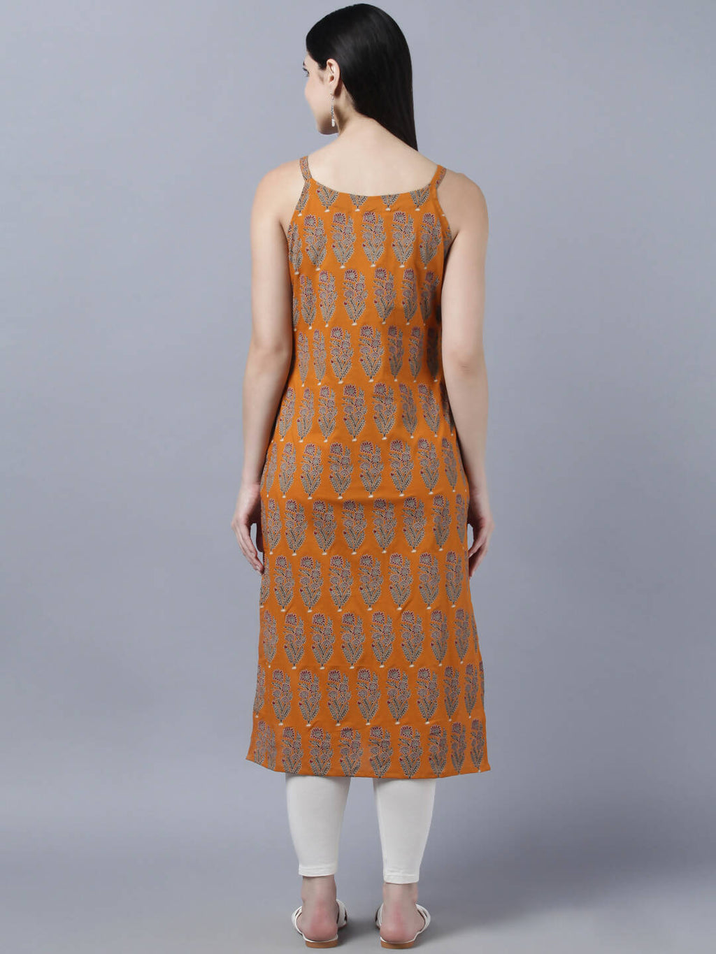 Myshka Stylish Mustard Sleeveless Women's Kurta | Grocsy