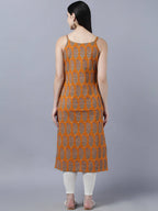 Myshka Stylish Mustard Sleeveless Women's Kurta | Grocsy