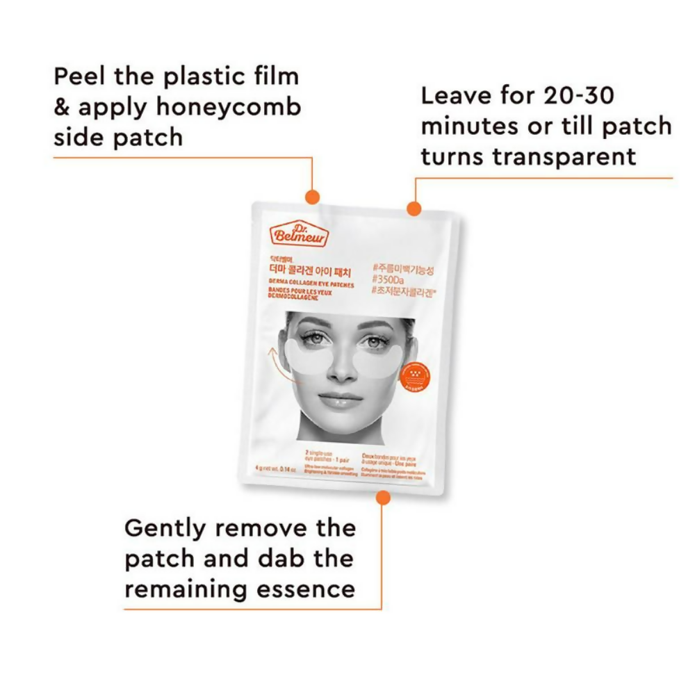The Face Shop Dr.Belmeur Derma Collagen Hydrogel Eye Patches, For Under Eye Dark Cicle & Wrinkles | Grocsy
