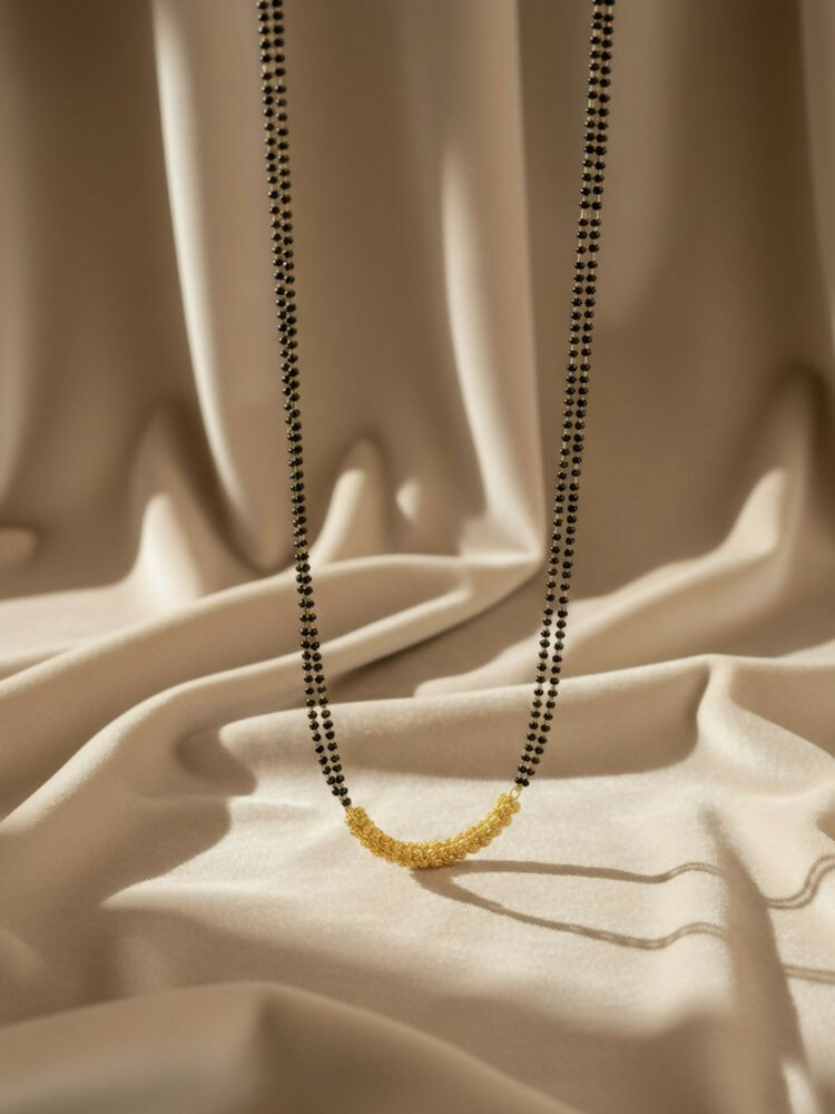 NVR Women Gold Plated Black Beaded Mangalsutra | Grocsy