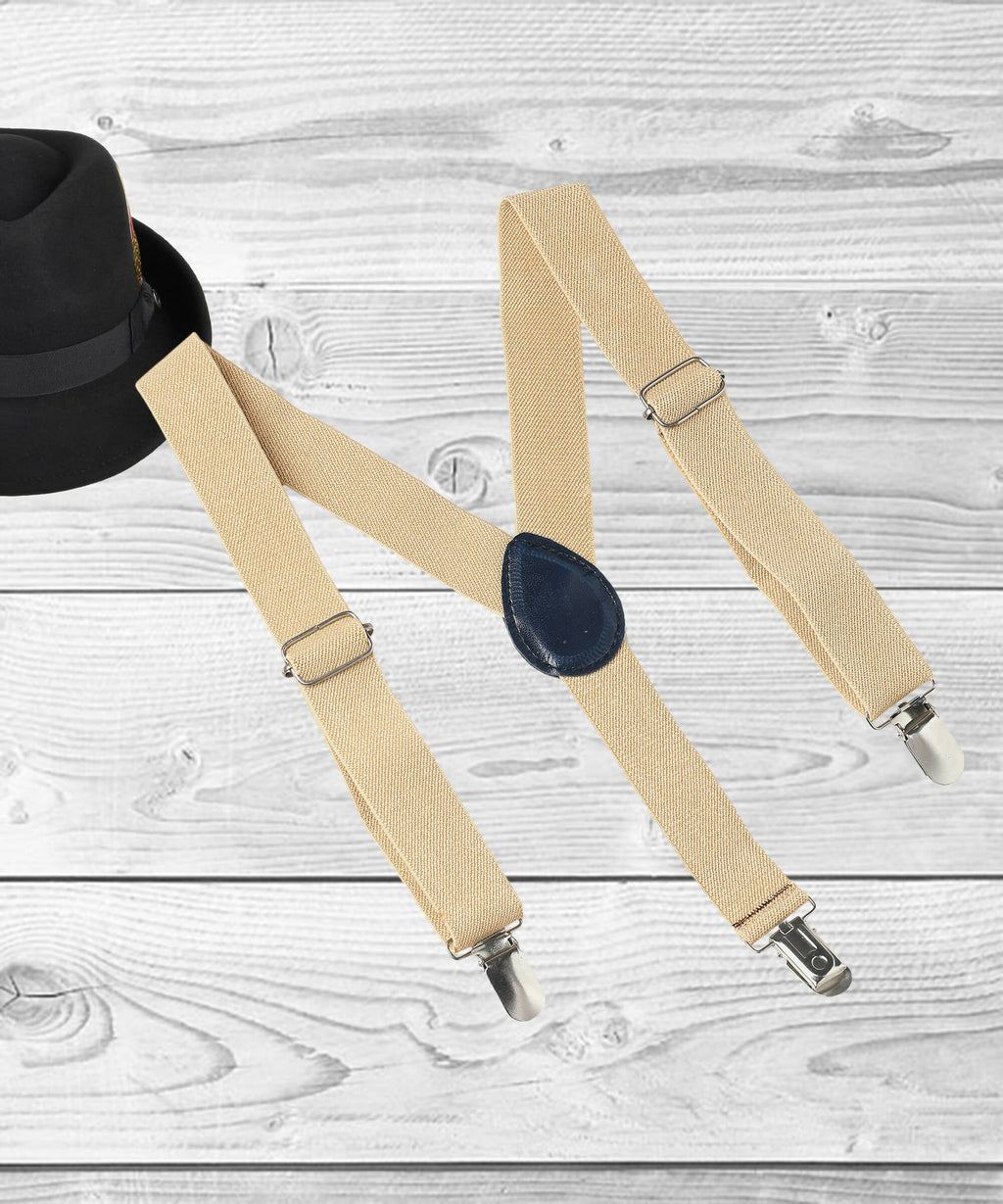 Manet Boys Solid Suspenders - Cream | Grocsy