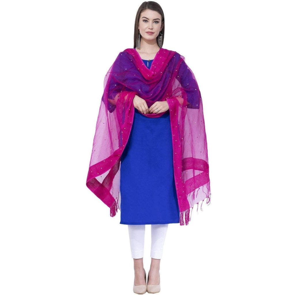 A R Silk Rani Color Chandna Orgenza Cotton Dupattas and Chunnis | Grocsy