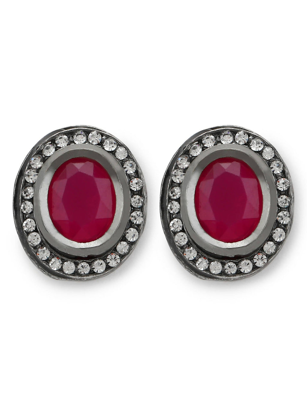 Pink Circular Studs Earrings - Ruby Raang | Grocsy