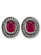 Pink Circular Studs Earrings - Ruby Raang | Grocsy