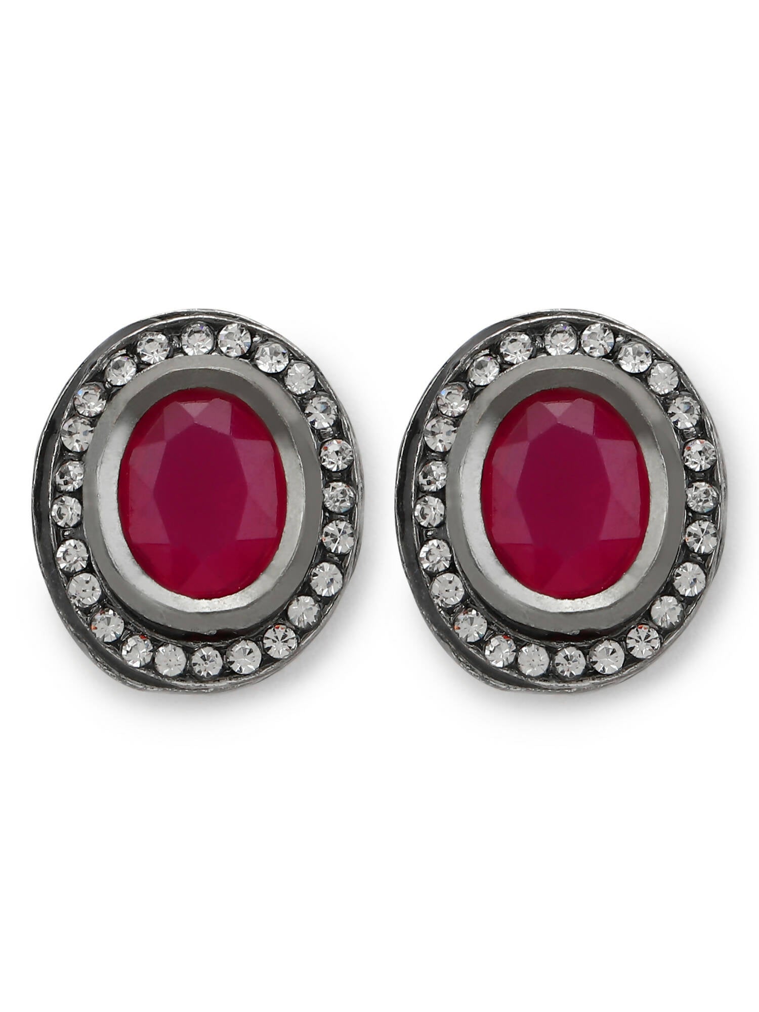 Pink Circular Studs Earrings - Ruby Raang | Grocsy