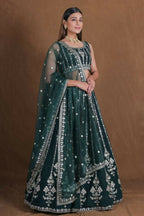 Bottlegreen Georgette Zari,Sequence Thread Embroidery Work Lehenga Choli - Jihu Culture | Grocsy