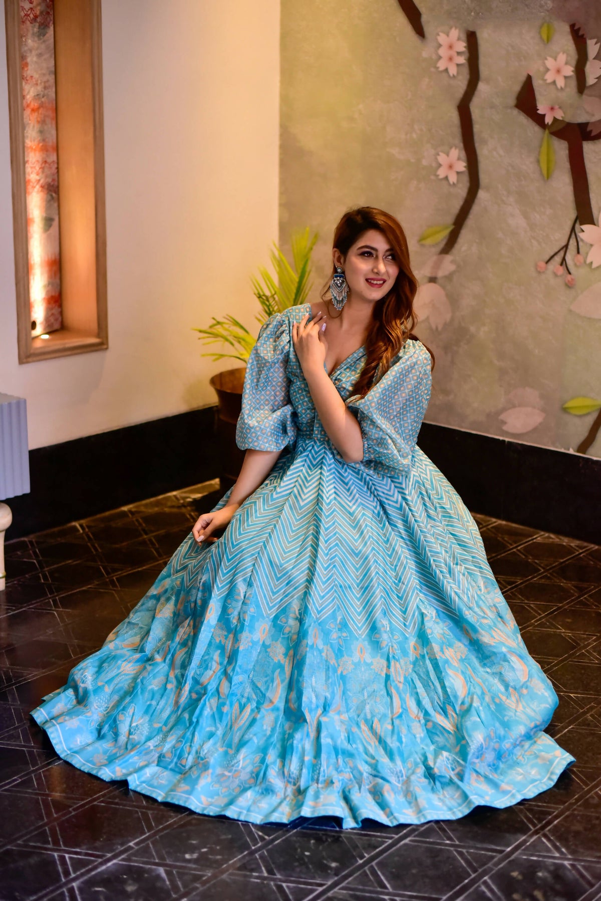 Casual Designer Sky Cotton Silk Gown - Anbazaar | Grocsy
