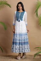 Juniper Blue Georgette Printed Maxi Dress | Grocsy