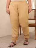 Juniper Gold Solid Rayon Ankle-Length Slim Fit Pants | Grocsy