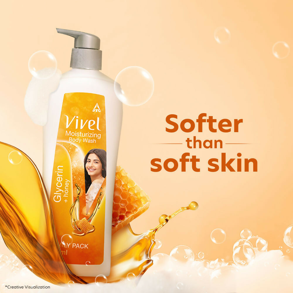 Vivel Moisturizing Body Wash Glycerin & Honey Pump Bottle Shower Gel for Soft Glowing Skin | Grocsy