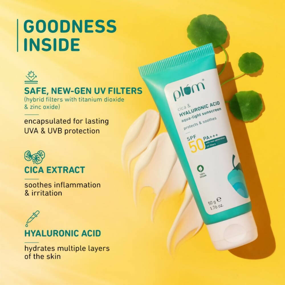 Plum Cica & Hyaluronic Acid SPF 50 PA+++ Sunscreen | Grocsy