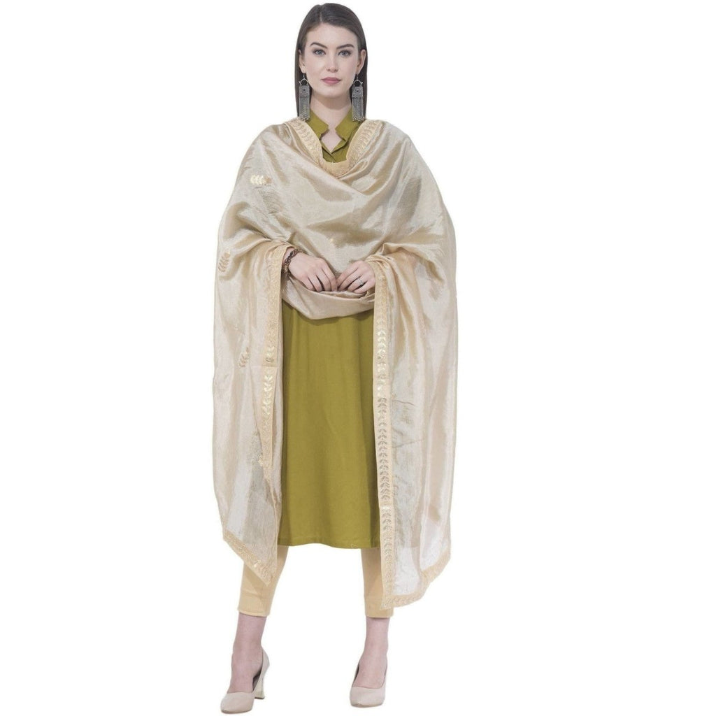 A R Silk Women's Gota Patti Silk Golden Dupattas and Chunnis | Grocsy