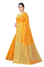 Vamika Banarasi Jacquard Weaving Yellow Saree | Grocsy