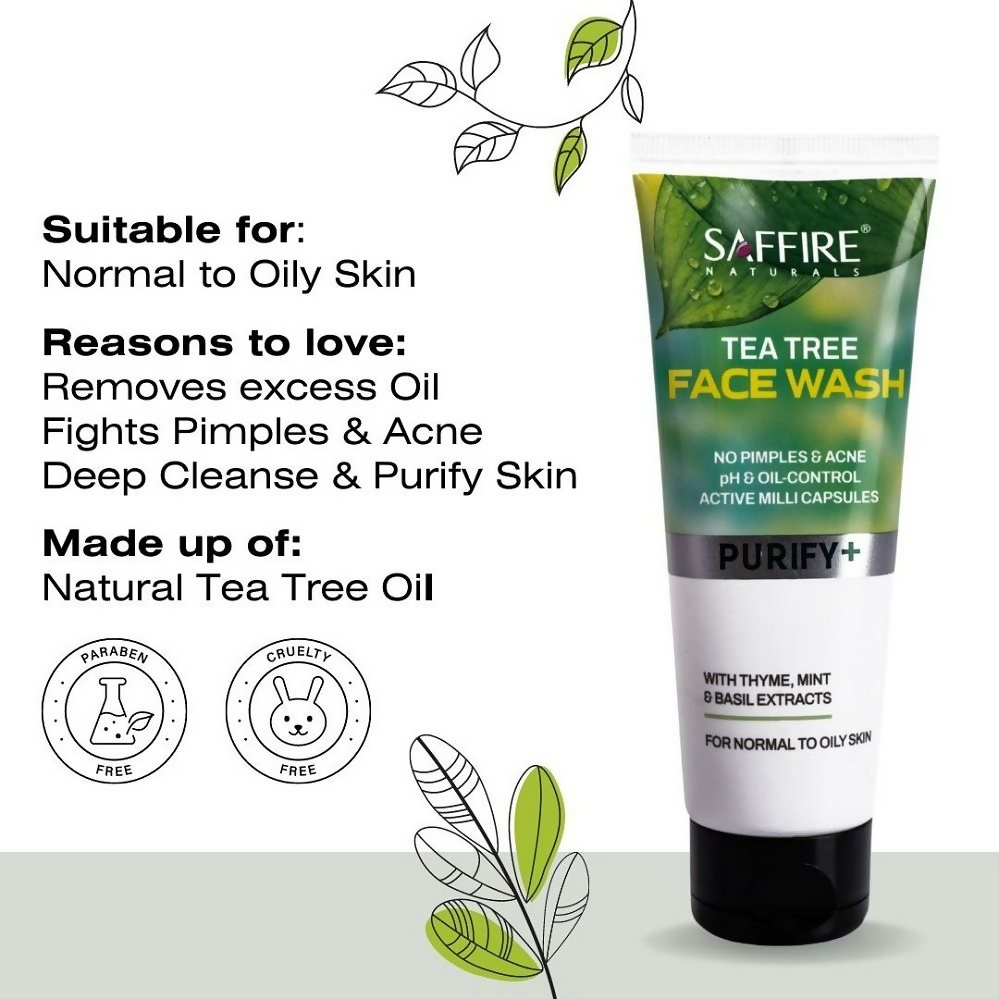 Saffire Naturals Tea Tree Purifying & Cleansing Face Wash | Grocsy