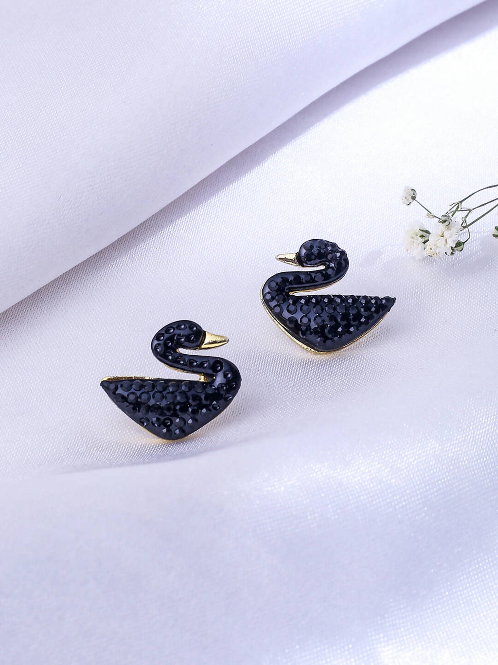 NVR Women Black Cz Studded Studs Earrings | Grocsy