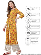 Ahalyaa Women's Mustard Crepe Digital Printed Kurta | Grocsy