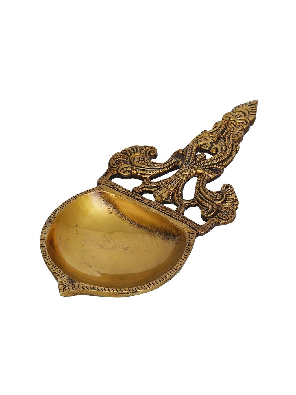 eCraftIndia Beige Ethnic Design Diya With Handle | Grocsy