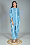 Morchari Digital Print Semi Muslin Co-Ord Set Top & Trouser-Multicolor | Grocsy