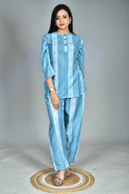 Morchari Digital Print Semi Muslin Co-Ord Set Top & Trouser-Multicolor | Grocsy