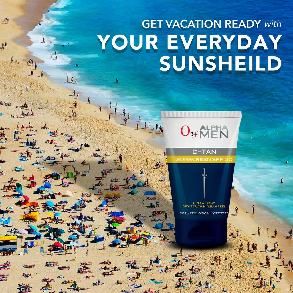 Professional O3+ Alpha Men D-Tan Sunscreen SPF 50 | Grocsy