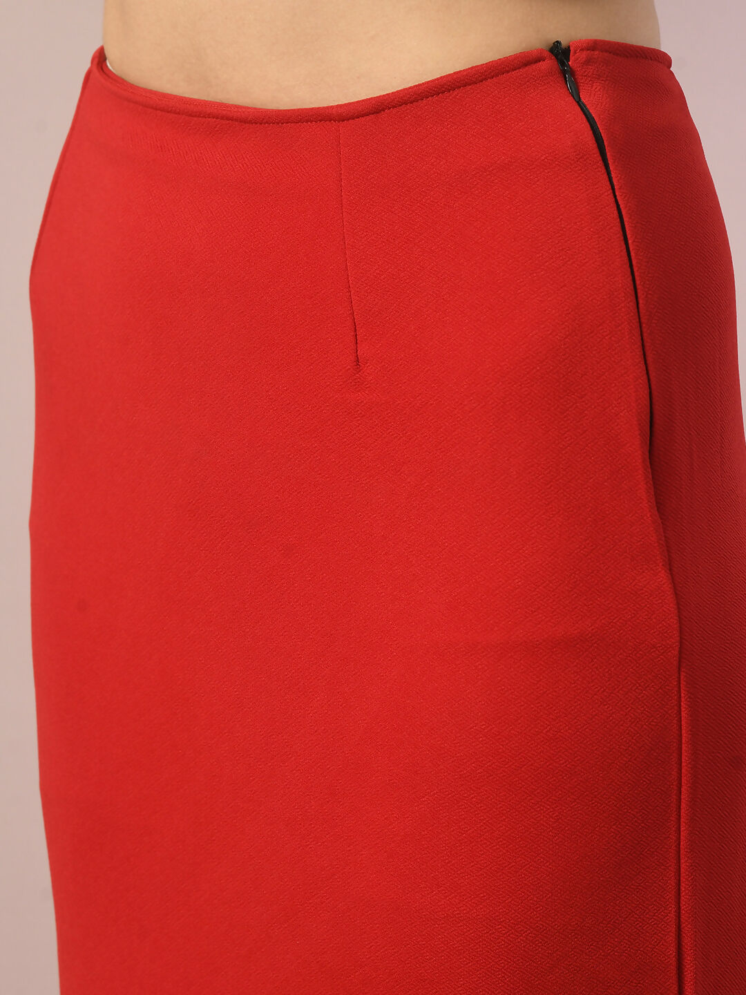 Myshka Women's Red Solid Knee Length Party Embellished Skirts | Grocsy